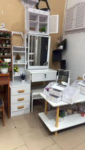 Coiffeuse multifonctionnelle avec miroir et rangements intégrés