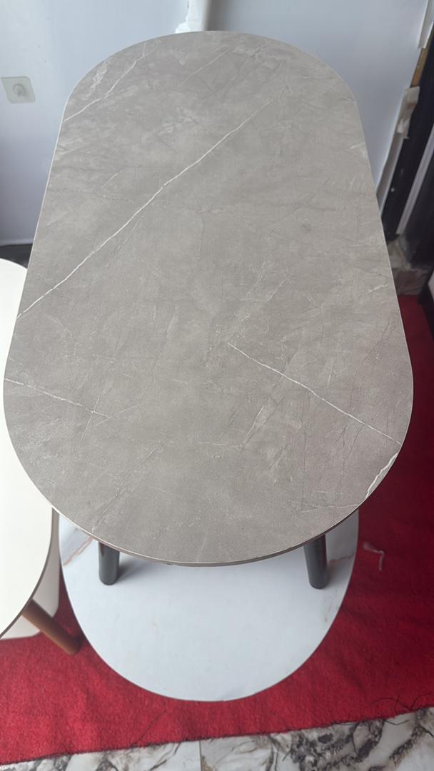 Table basse moderne effet marbre avec étagère de rangement